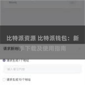 比特派资源 比特派钱包：新手下载及使用指南